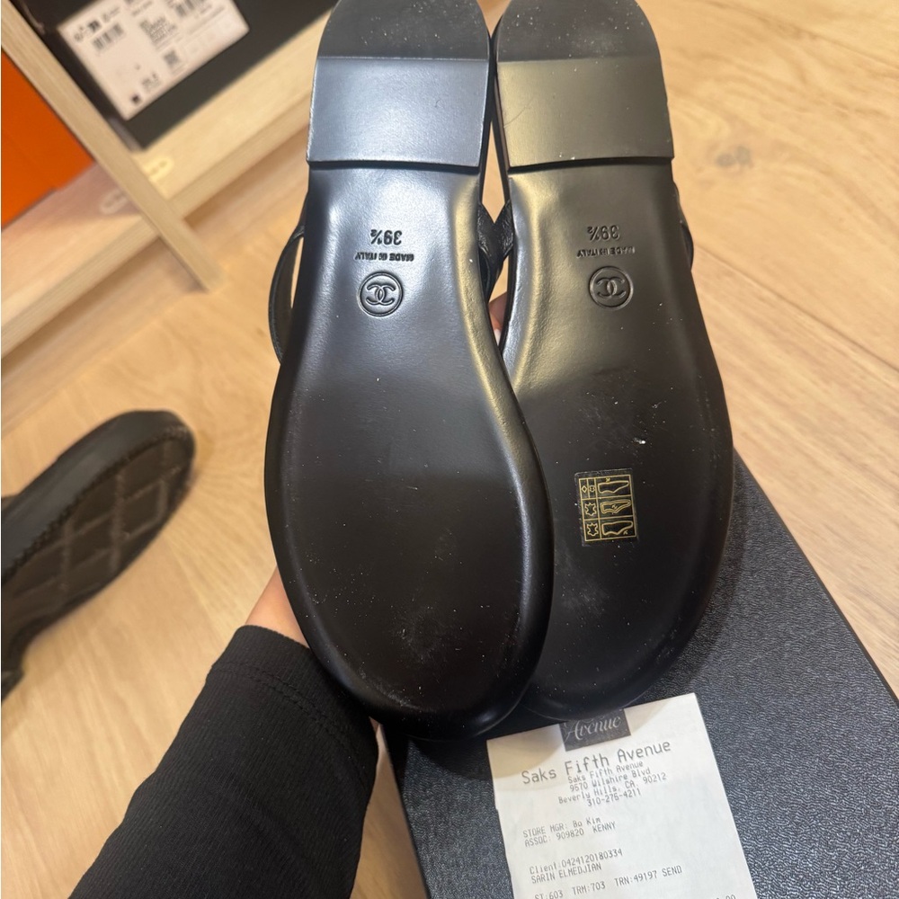 CHANEL Black Leather Sandals - Picture 3 of 5